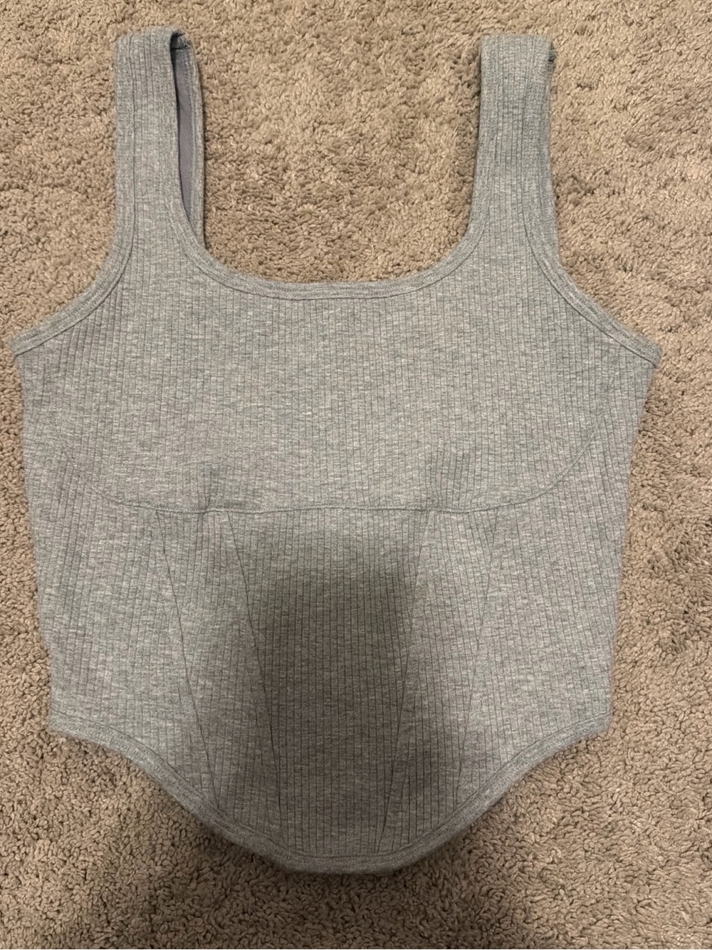 PINK Victoria's Secret Ribbed Scoop Neck Tank - Light Gray